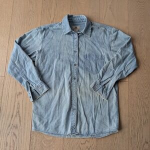 Maurices Denim Shirt Womens Small Light Wash Cotton Button Up‎ Casual Work